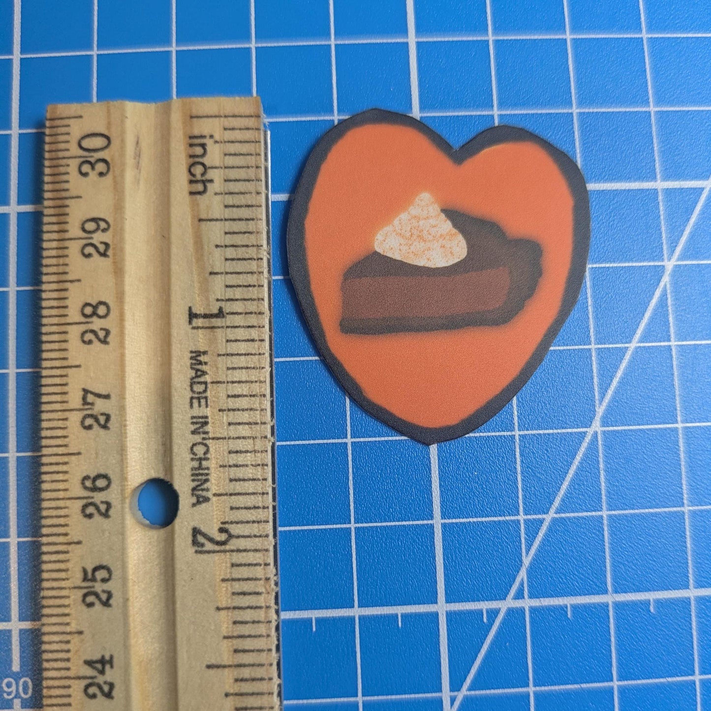 Heart Pumpkin Pie Sticker: Waterproof Matte Vinyl, Handmade Art