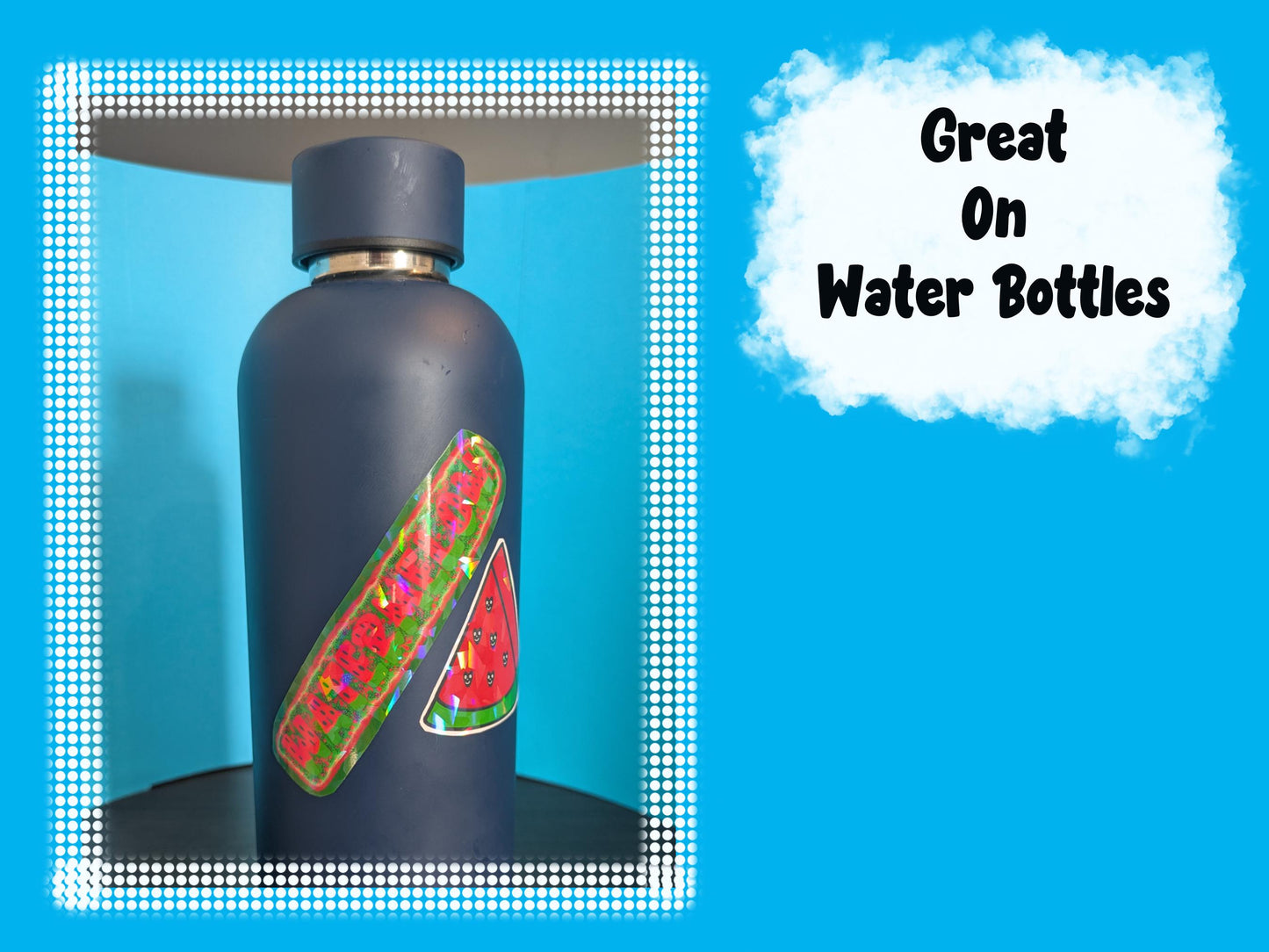 Watermelon Word Sticker: Waterproof Holographic Vinyl, Handmade Art
