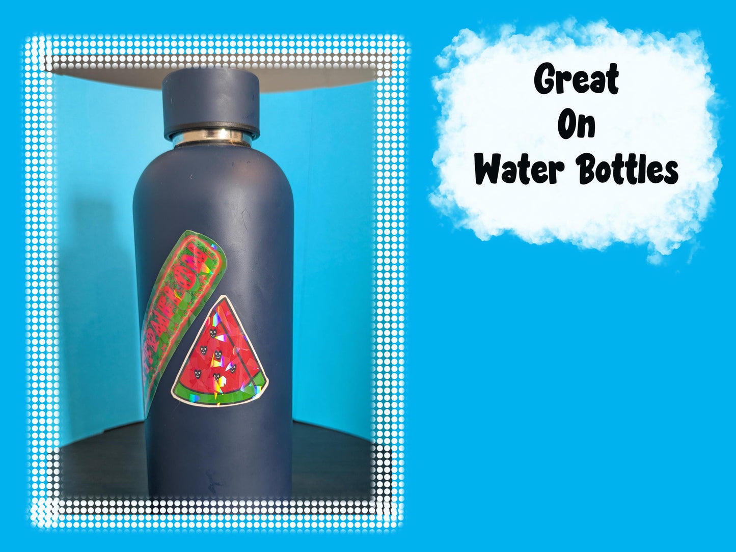Watermelon Slice Sticker: Waterproof Holographic Vinyl, Handmade Art